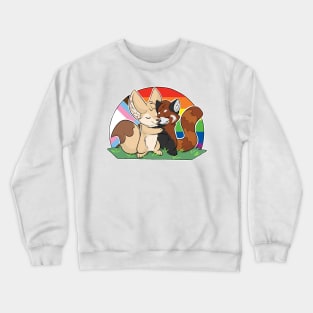 Rainbow Progress Flag - Fennec Fox + Red Panda Hug Crewneck Sweatshirt